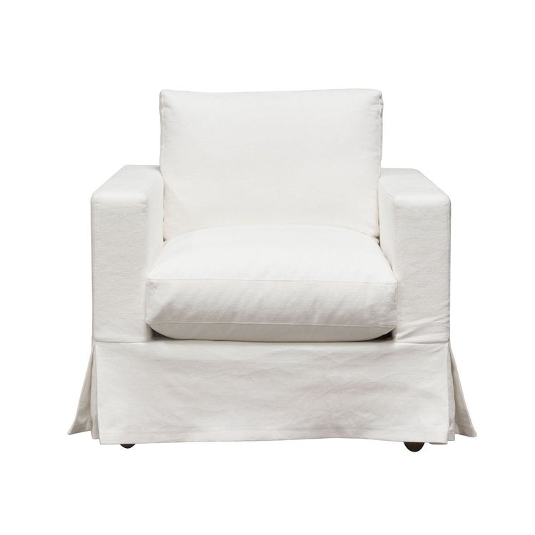 Savannah Slip-Cover Chair in White Natural Linen
