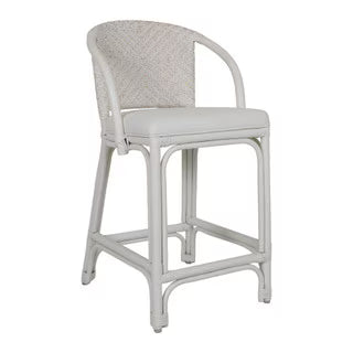 Maples Counterstool with Upholstered Seat, Off White/Natural