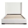 Seattle Queen Bed W/ Wing Accents And Mattress Platform In White Performance Fabric