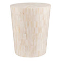 Tabla Round Inlay Stool, White