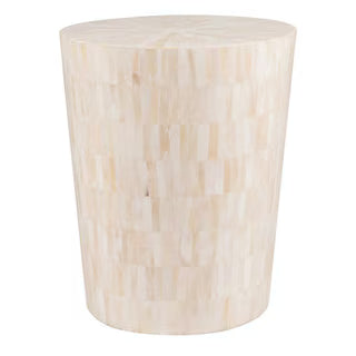 Tabla Round Inlay Stool, White