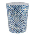 Tabla Round Inlay Stool, Blue & White