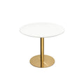 Stella 36" Round Dining Table W/ White Lacquer Top And Brushed Gold Metal Base