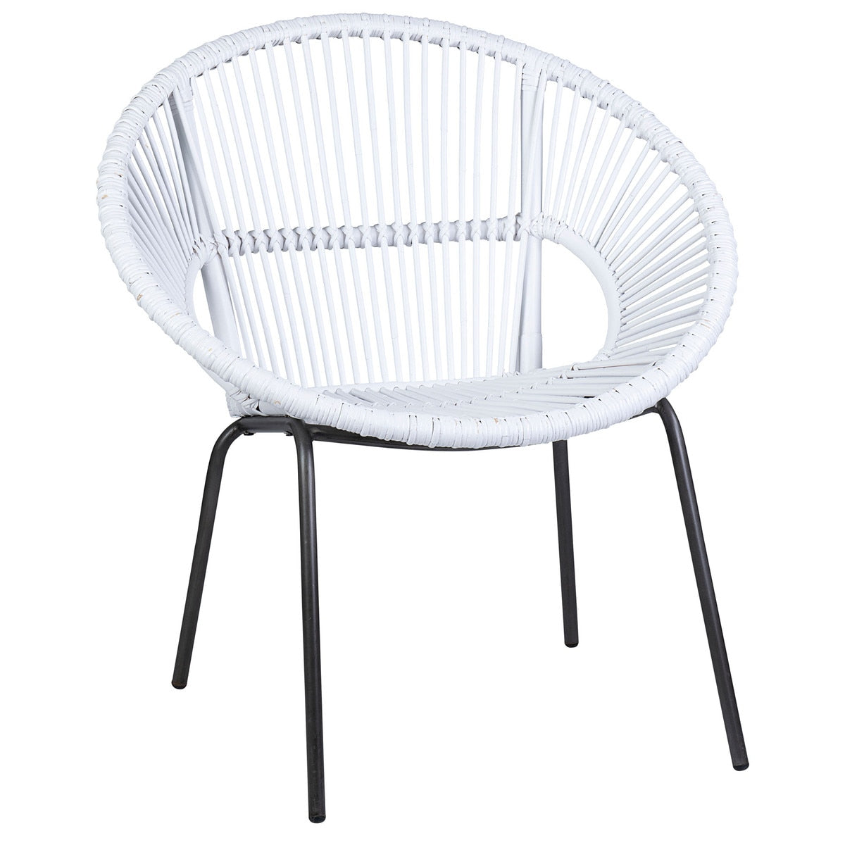 Round Rattan Chair With Metal Legs