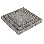 Square Coconut Shell Trays, Set of 3, Fog Grain