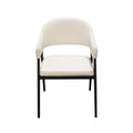Adele Set of Two Dining/Accent Chairs in Cream Fabric w/ Black Powder Coated Metal Frame