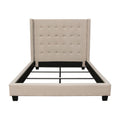 Madison Ave Tufted Wing Queen Bed in Sand Button Tufted Fabric