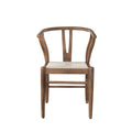 Nara Wishbone Wood Dining Chair In Walnut Finish W/ Woven Natural Rope Seat