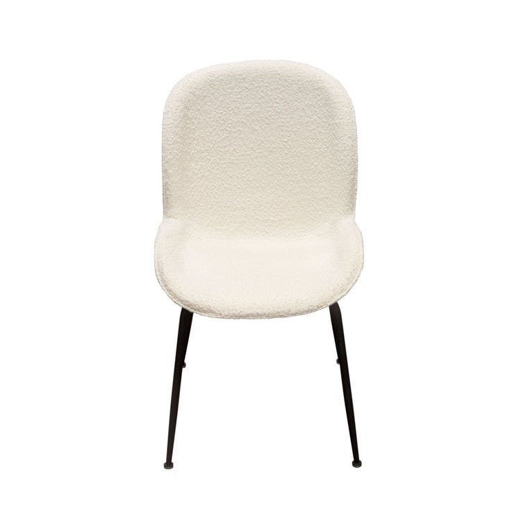 Session 2-Pack Dining Chair in Ivory Boucle w/ Black Powder Coat Metal Leg