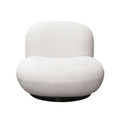 Simone Swivel Accent Chair In White Faux Sheepskin Fabric