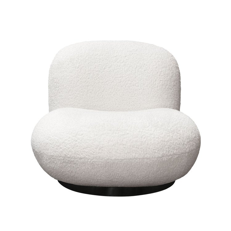 Simone Swivel Accent Chair In White Faux Sheepskin Fabric